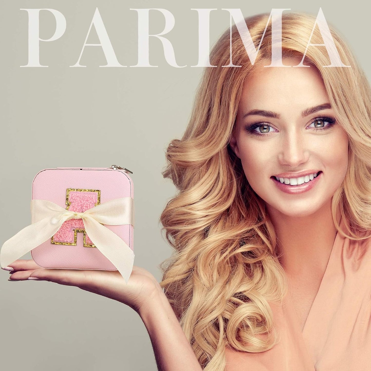 Parima Gifts for Women - Personalized Gifts for Women Wife, Travel Jewelry Case Jewelry Boxes for Birthday Gifts for Mom Her Travel Gifts for Her- Letter K, Pink