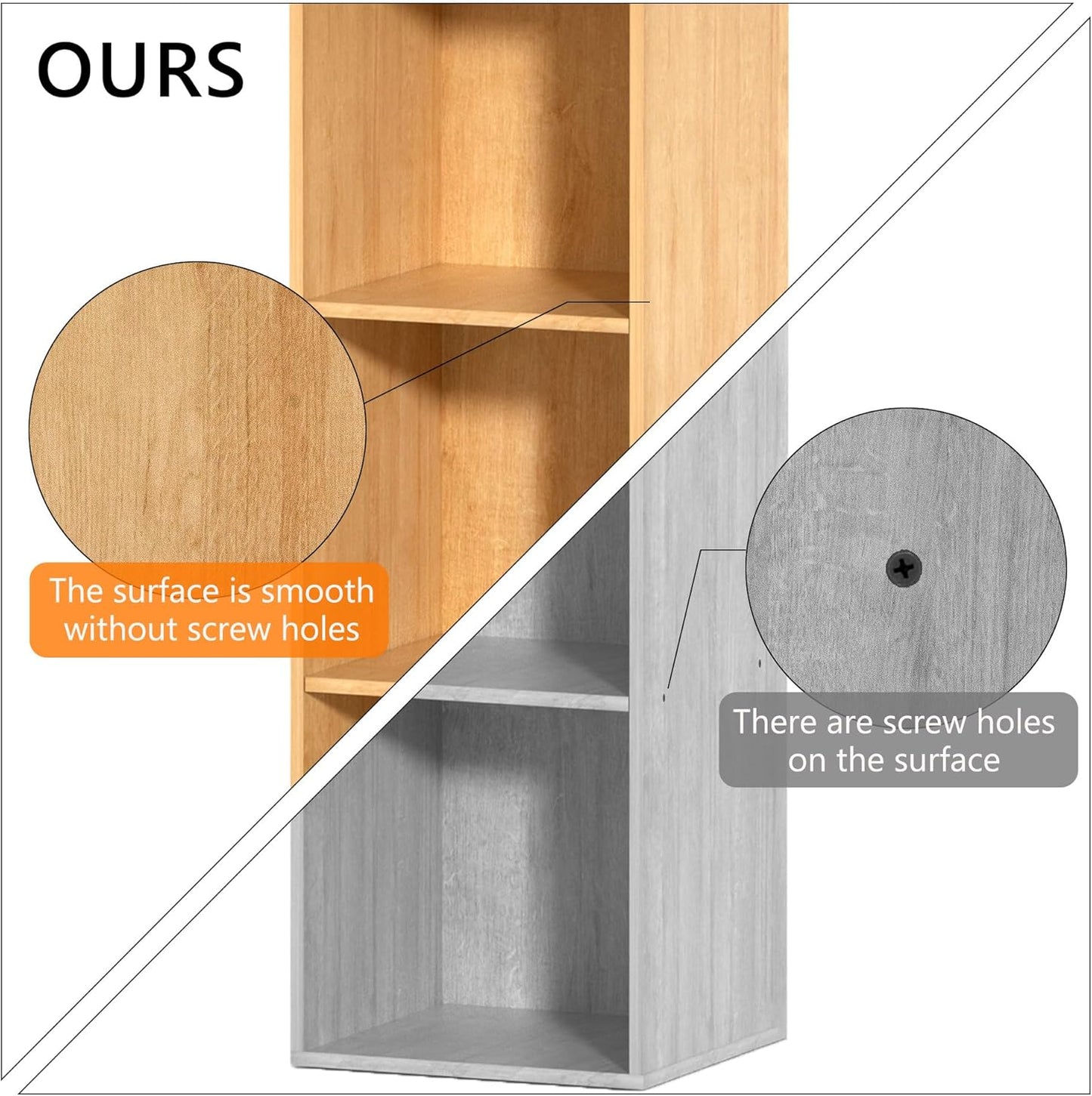 4 Cube Storage Organizer, 4 Tier Cube Bookcase Freestanding Storage Display Organizer for Home Office, Four Cubes Open Shelf Bookshelf (Oak, 4 Cube)