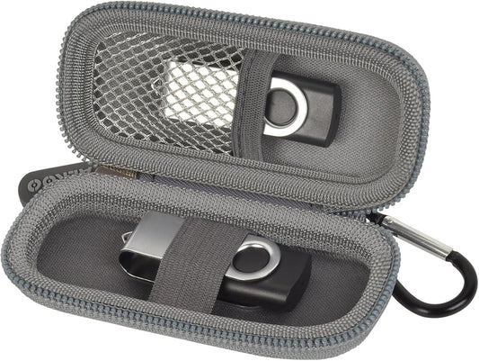 USB Flash Drive Case, SD Card Holder Compatible with Thumb Drive, Memory Cards, SDXC SDHC Storage Bag, Electronic Accessories Organizer for SanDisk for Samsung for Inland (Dark Grey)