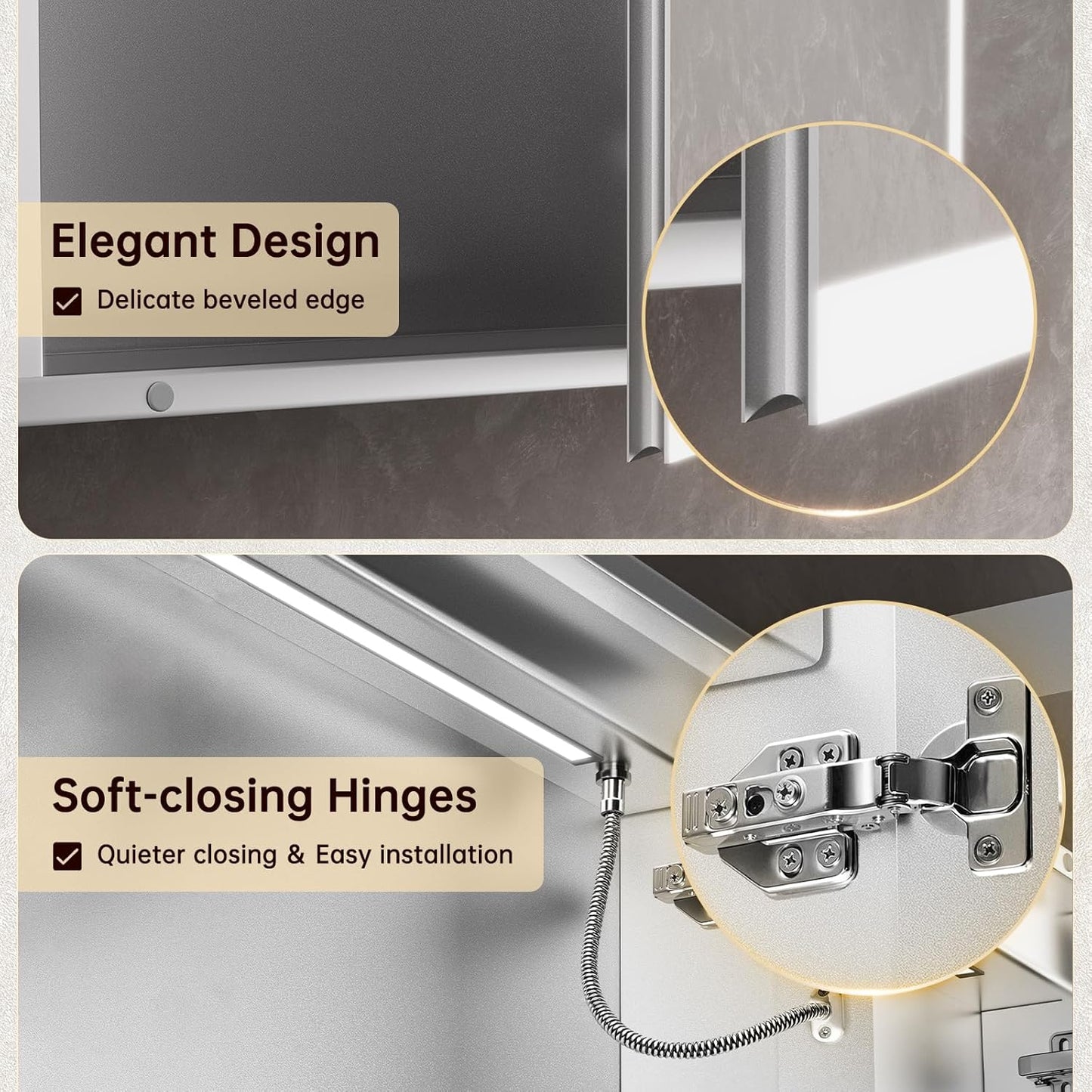 40"x32" Medicine Cabinet Mirror, LED Lighted Medicine Cabinet with Electrical Outlet＆USB, Anti-Fog, 3 Colors Temperature Stepless Dimmable, Aluminum Cabinet for Storage and Mordern Decor