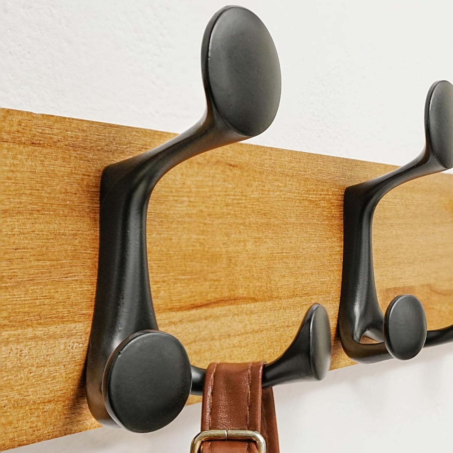 SKOLOO 39-Inch Light Brown Wood Coat Rack Wall Mount with 6 Triple Hooks - Ideal for Family Entrances, Classrooms, and Pet Supplies Storage - Perfect Coat Hooks for Wall