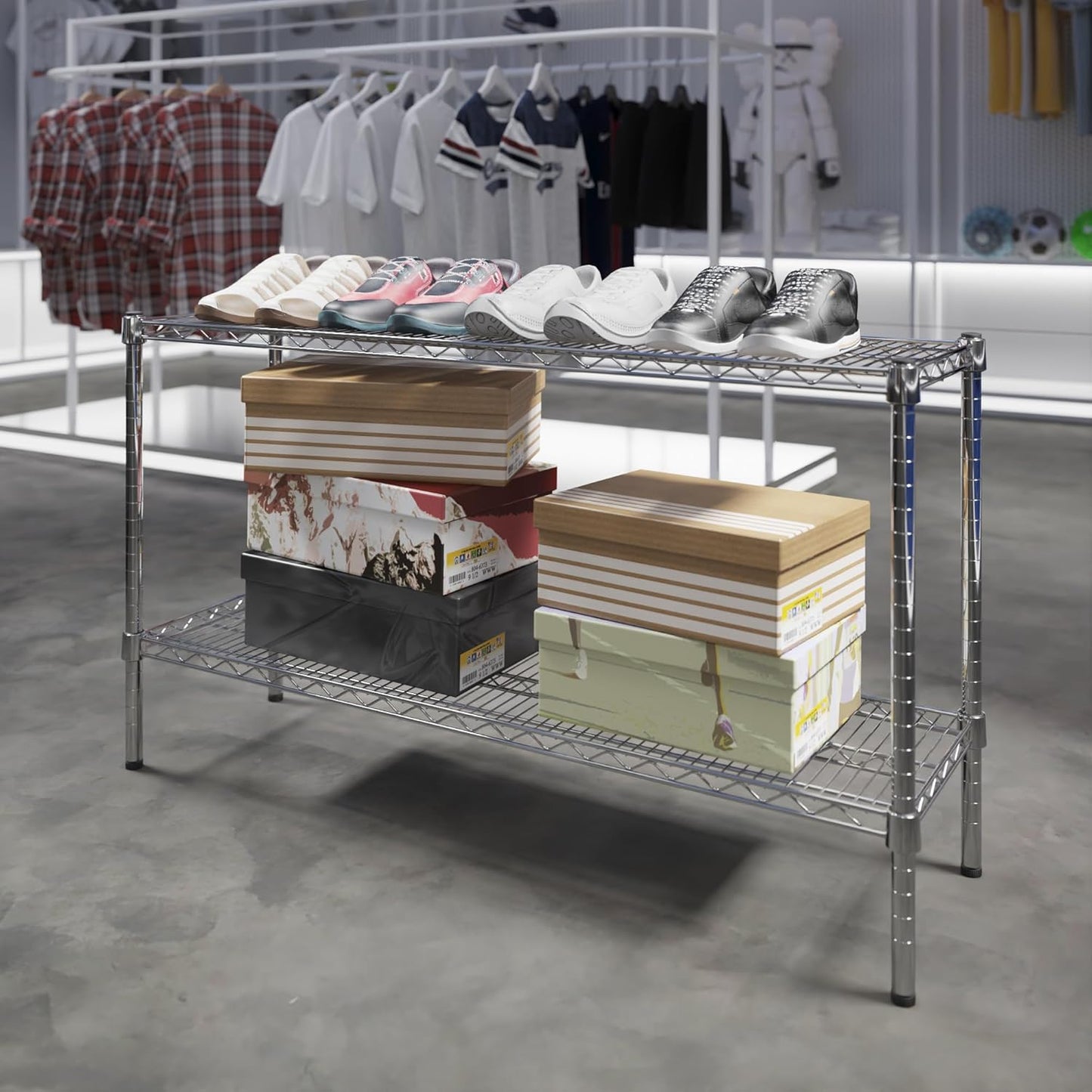 14" Deep x 48" Wide x 27" Height Wire Shelving Kit | 2-Tier | NSF Commercial Storage Rack Unit