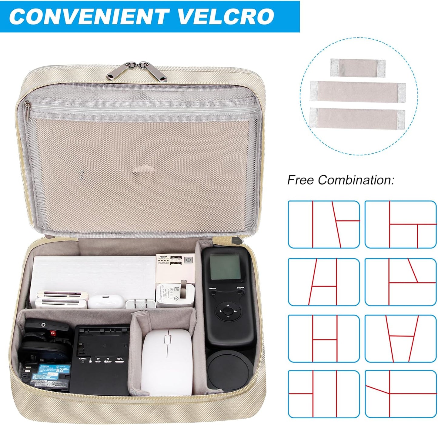 CILLA Electronic Organizer Travel Case, Travel Cord Organizer Case Portable Waterproof Cable Organizer Bag for Charger, Cord, USB, Power Bank, Earphone