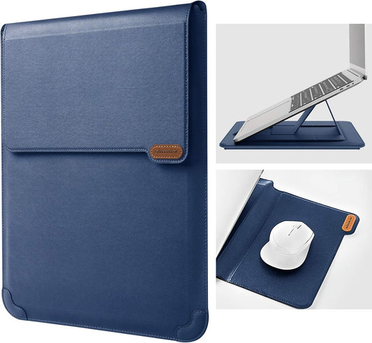 Nillkin Laptop Sleeve 15.6 inch, MacBook Sleeve with Adjustable Stand & Mouse Pad, 2 Stand Modes, 15 inch Laptop Case, Slim MacBook Accessories for Samsung/Surface/Chromebook/HP 13-15.6 inch, Blue