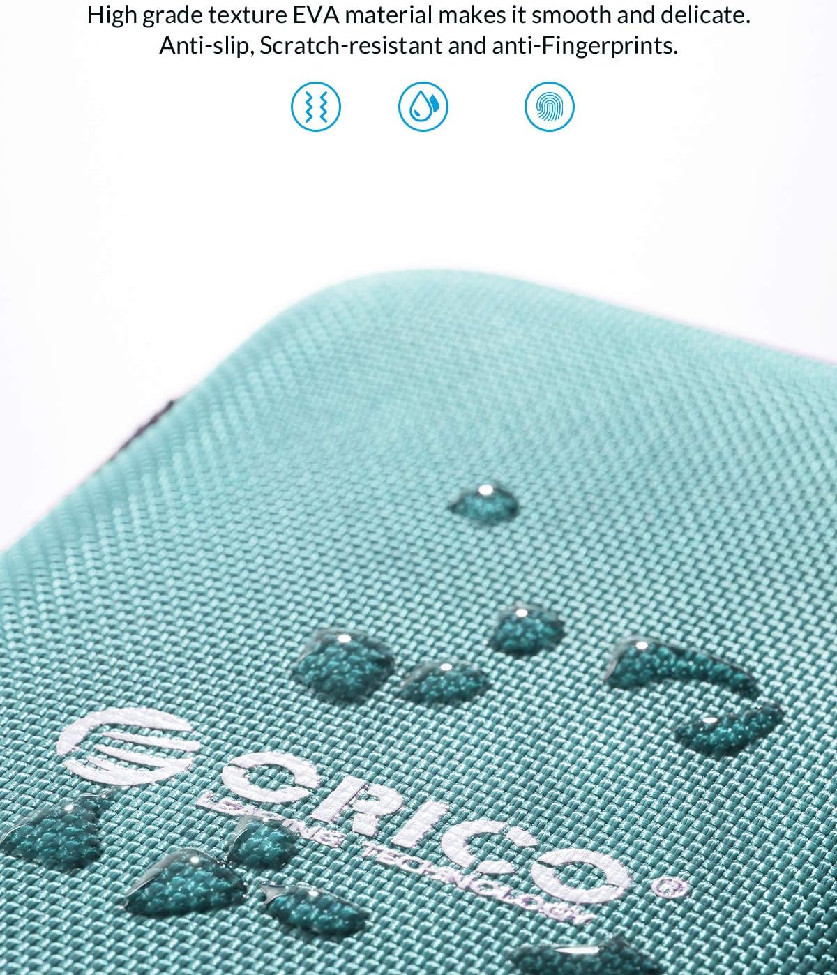 ORICO Hard Drive Case 2.5 inch External Drive Storage Carrying Bag Waterproof Shockproof with Inner Size 5.5x3.5x1.0inch for Organizing HDD and Electronic Accessories, Blue(PHD-25)