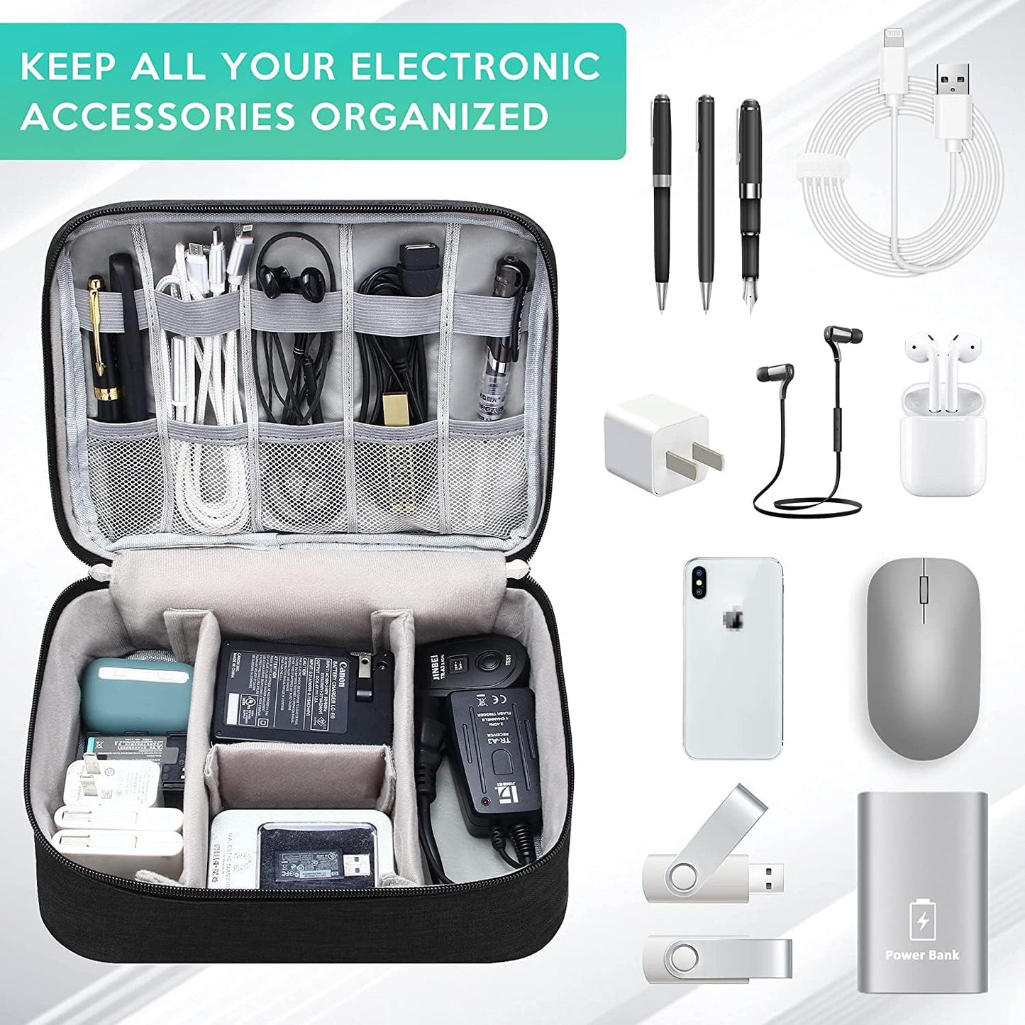 Electronics Organizer Travel Cable Organizer Bag Waterproof Portable Digital Storage Bag Electronic Accessories Case Cable Charger Organizer Case