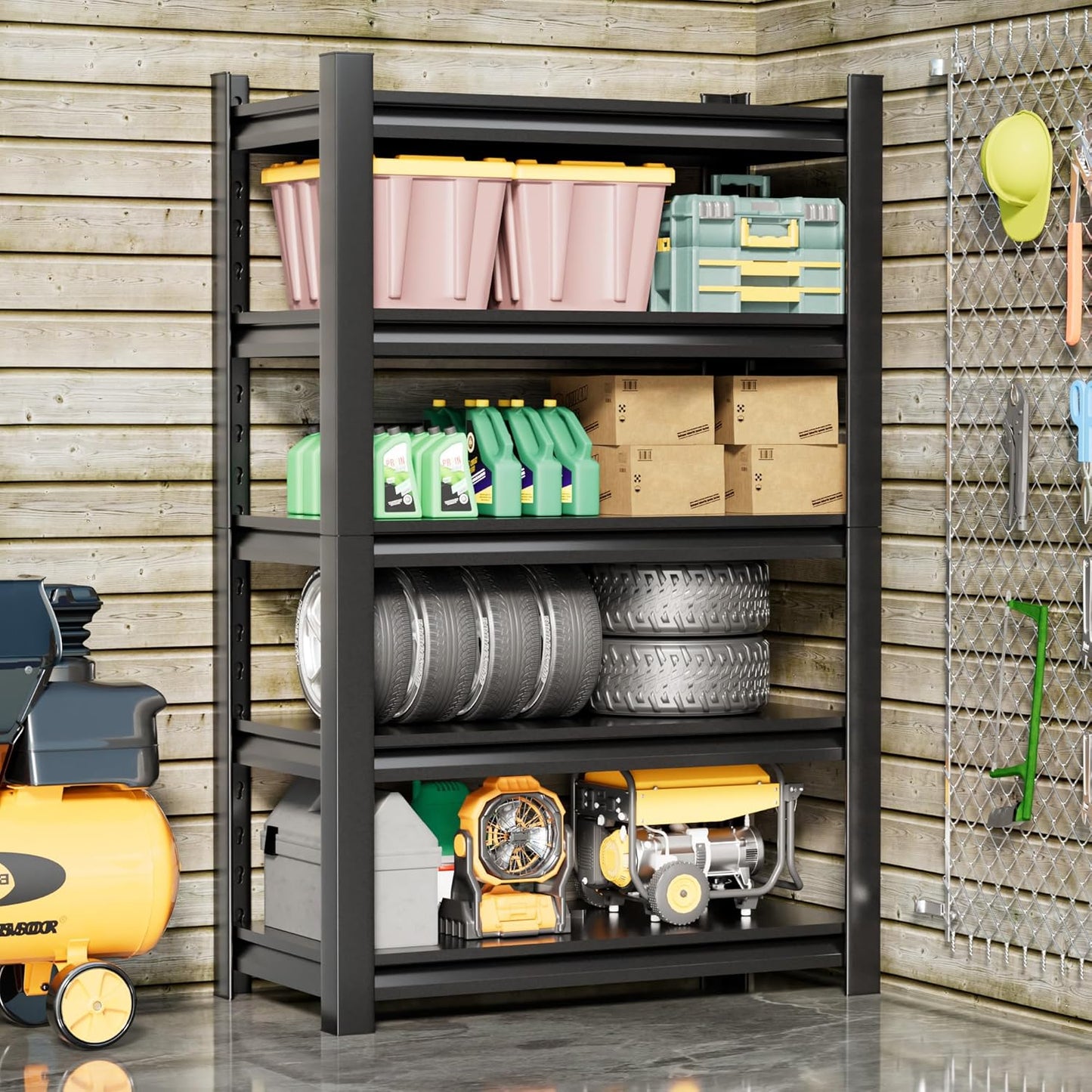 Garage Shelving Unit 24" D x 48" W x 87" H Heavy Duty Storage Shelves Easy Assembly 5 Tier Adjustable Metal Shelving Utility Shelf Rack Garage Storage Organizer for, Basement, Warehouse