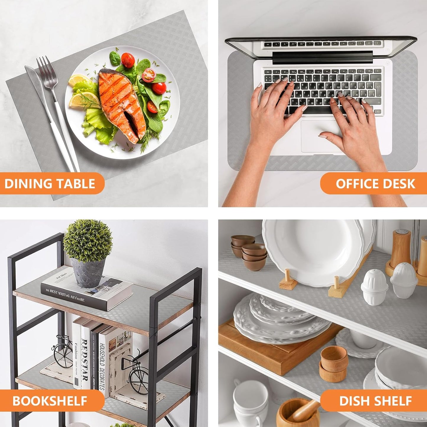 Light Gray Shelf Liners for Kitchen Cabinets Refrigerator Liners Waterproof & Oil-Proof Kitchen Cupboard Liner Drawer Mats EVA Material Non Adhesive Fridge Liner for Shelves 11.8 x 393.7 Inches