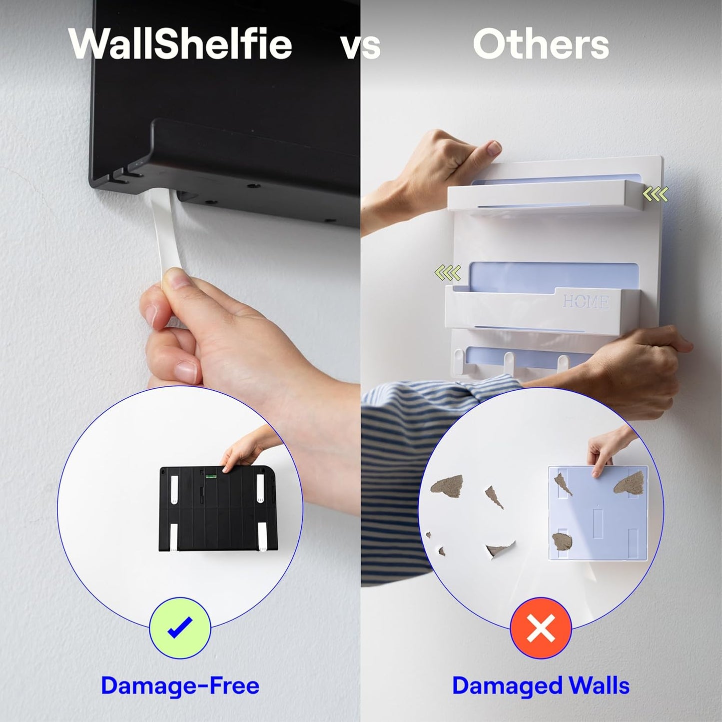 WallShelfie Bedside Wall Organizer & Bedside Shelf, Room Decor, Dorm Room Essential, Floating Bedside Shelf Wall Mount Organizer, Remote Control Holder, RV Accessories, Floating Shelves (Black)