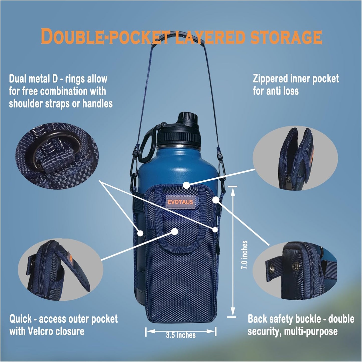 Water Bottle holder with Strap, Holder Carrier for Diy Enthusiasts, Sling for Owala 24 32 40 oz, Stanley IceFlow Flip Straw 24 oz, Hydro Flask 32 40 oz, YETI Rambler 26 oz, etc