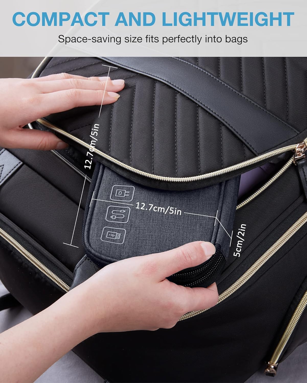 BAGSMART Cord Organizer Travel Cable Organizer Bag Tech Electronic Organizer Travel Case, Travel Essentials for Charger, Cable, Phone, Flash drive, Double Layer-Black