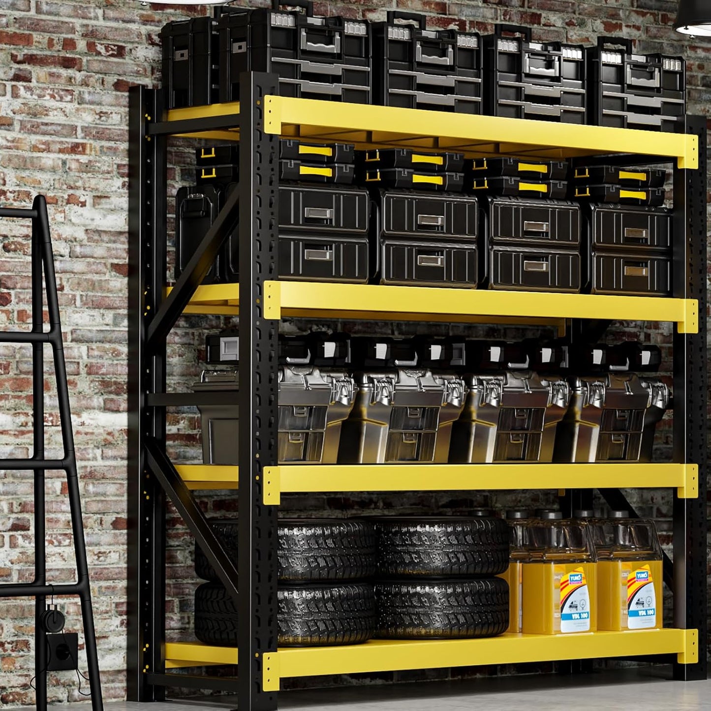 3000LBS Heavy-Duty Garage Shelving, 59" W Metal Shelves, 4-Tier Adjustable Garage Shelving Units, Storage Racks for Warehouse, Workshop