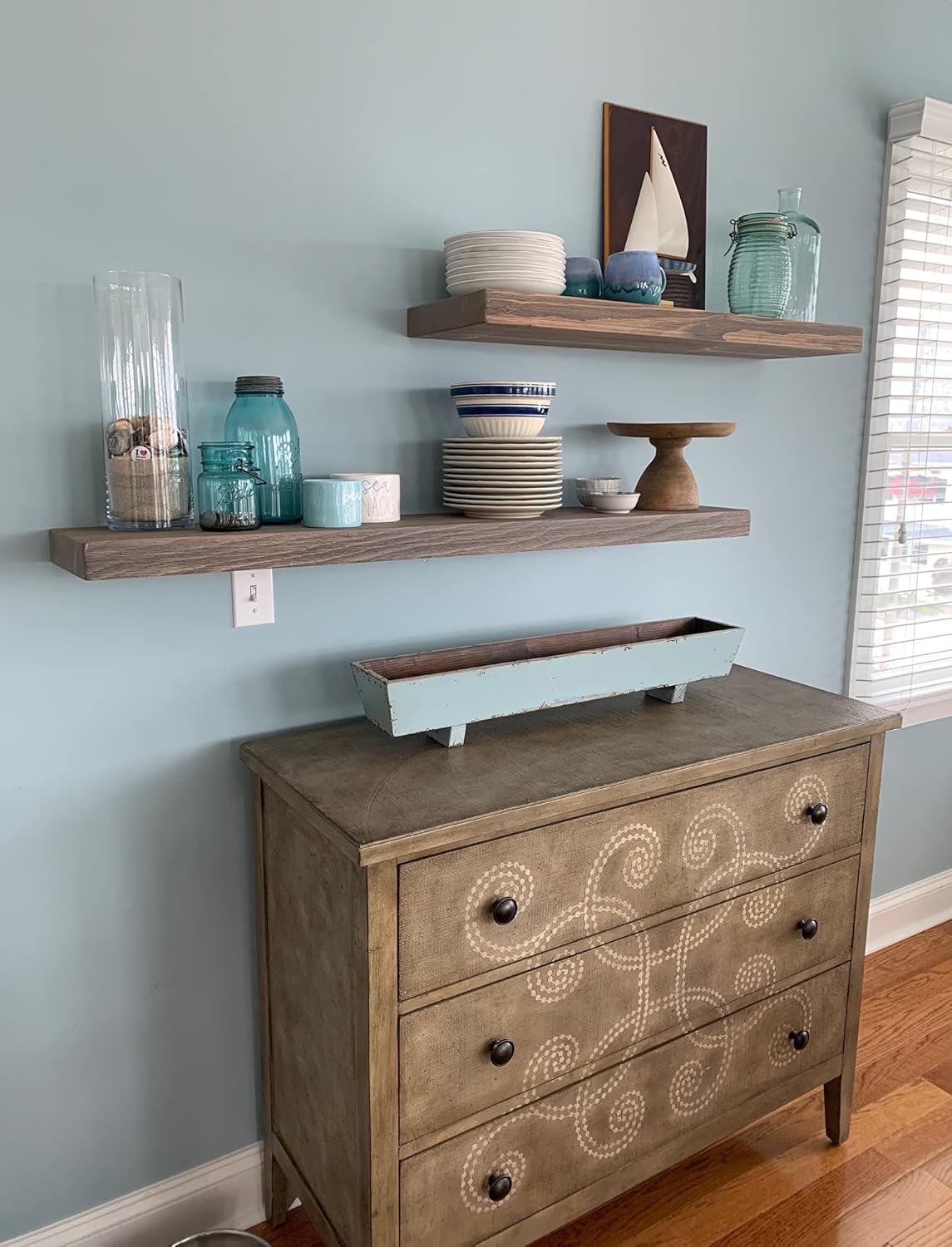 joelsantiques - 30 Inch Wooden Floating Shelves for Wall - 30x8x2 in - Made of Natural Wood - Heavy Duty Rustic Wall Shelves for Bedroom - Perfect for Living Room, Kitchen - Grey