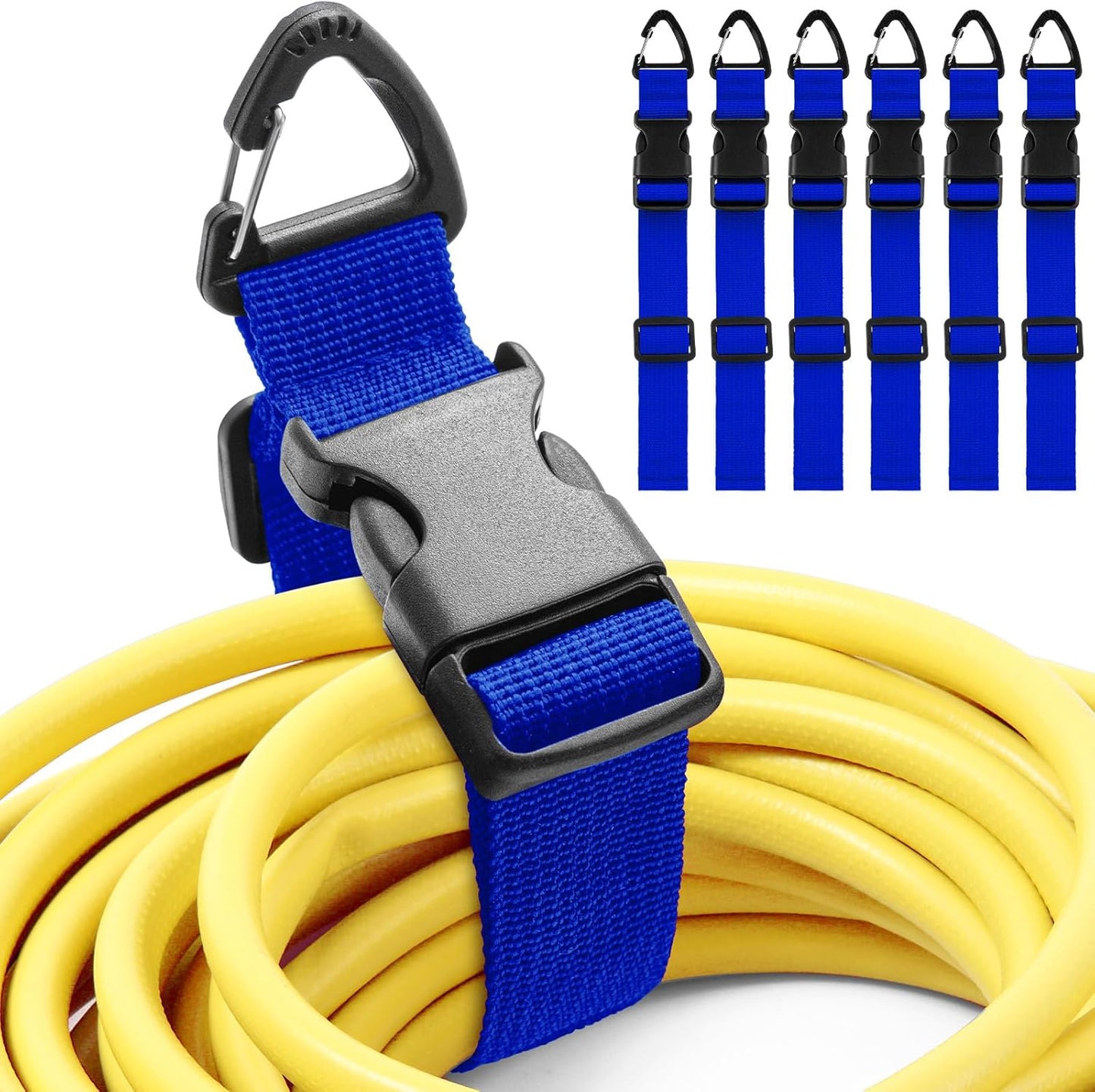 6 Pack 17 Inch Adjustable Extension Cord Holder Organizer with Triangle Clips for Garage Organization and Storage Heavy Duty Extension Cord Hanger for Men Workshop (Blue)