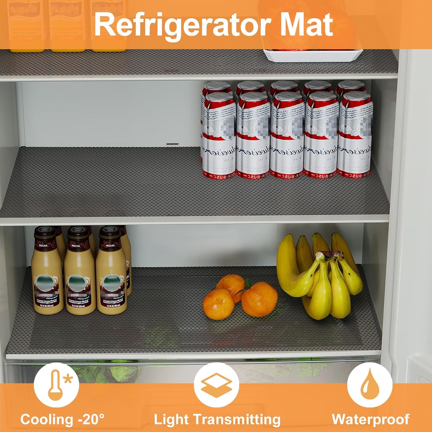 FLPMIX Shelf Liners for Kitchen Cabinets: 16" x 25' Clear Waterproof Drawer Mat - Translucent Grey Non-Adhesive Easy to Cut Refrigerator Liner for Pantry Shelving
