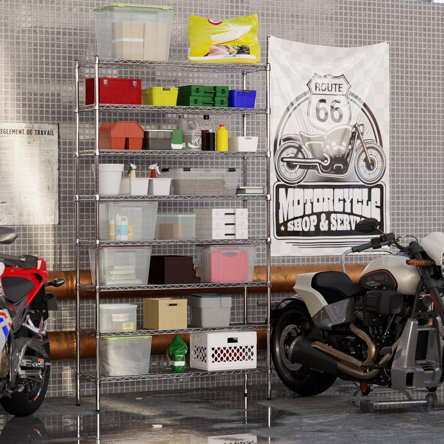14" Deep x 48" Wide x 86" Height Wire Shelving Kit | 8-Tier | NSF Commercial Storage Rack Unit