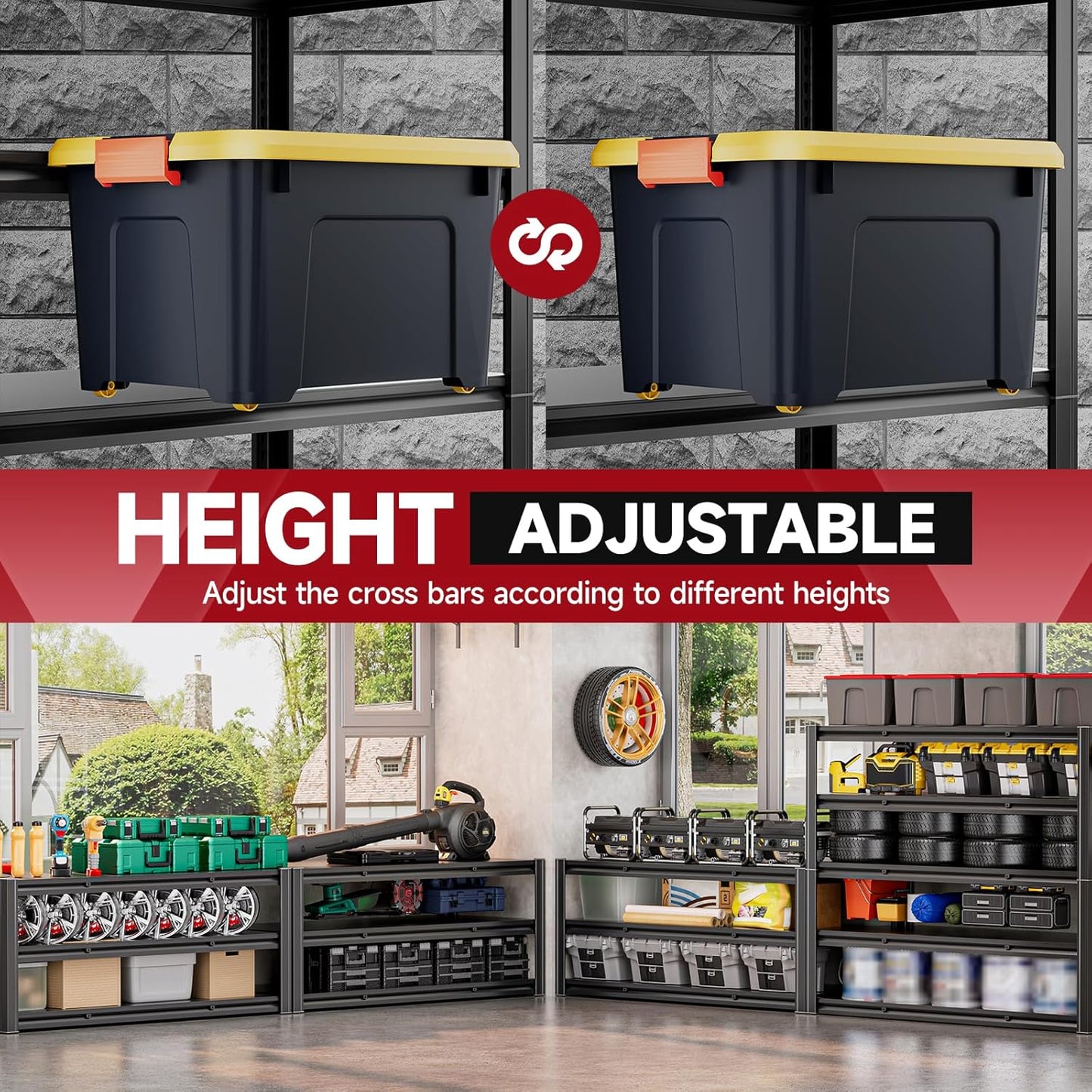 5-Tier 60" W x 24" D x 72" H Garage Shelving Units 3000LBS Shelves Garage Heavy Duty Metal Shelf Unit Adjustable Basement Industrial Storage Racks
