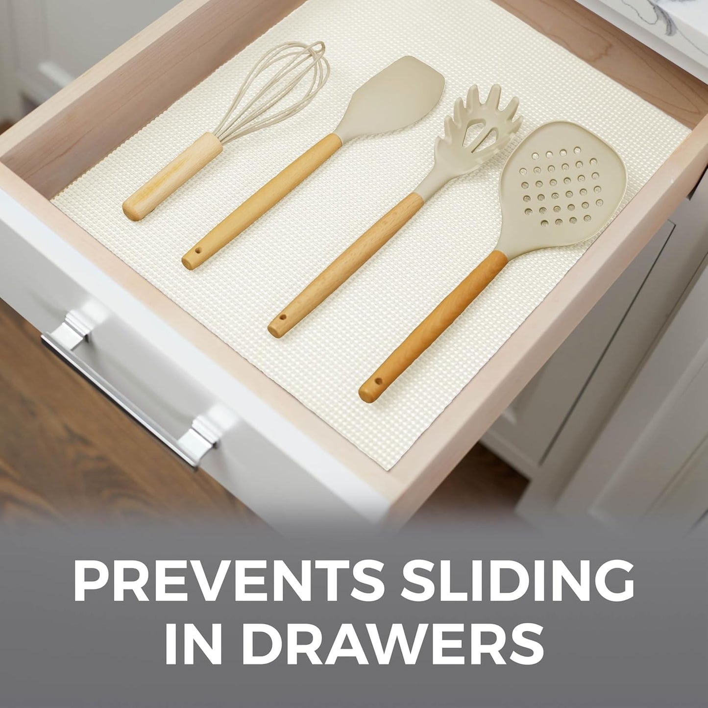 HOME GENIE Shelf Drawer and Cabinet Liner, Durable with Strong Grip, 17.5 in x 20 FT, Non Adhesive Liners Protect Kitchen Cabinets and Cupboard, Pantry, Bathroom Drawers and Shelves, Desks, White