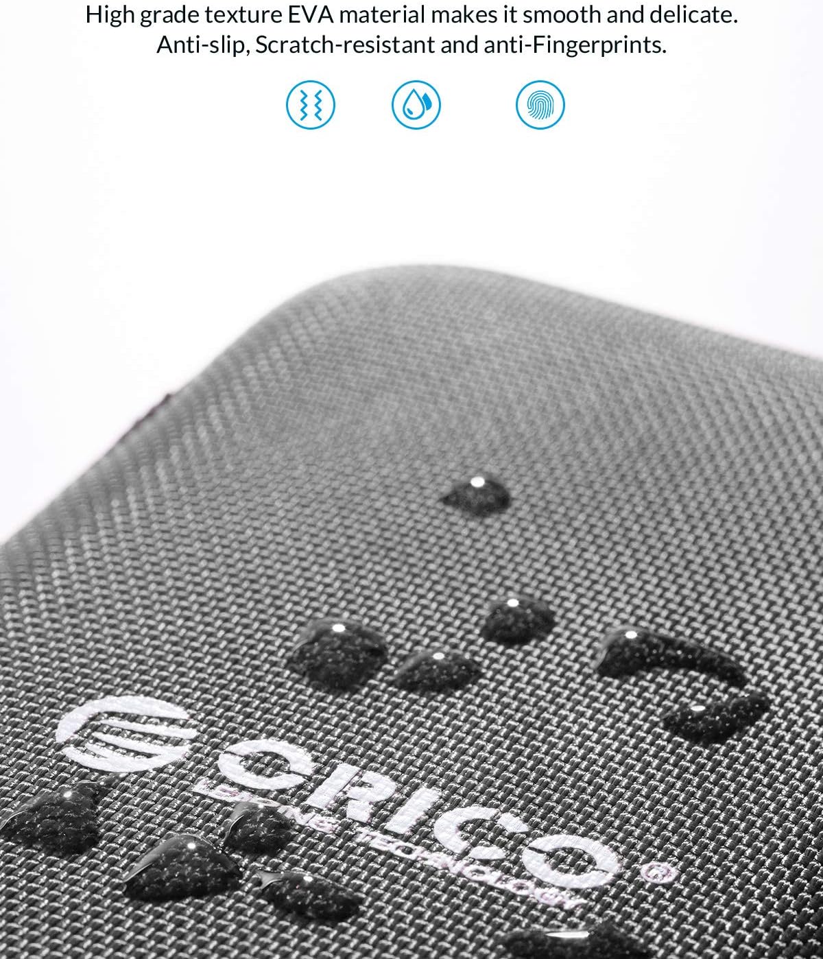 ORICO Hard Drive Case 2.5 inch External Drive Storage Carrying Bag Waterproof Shockproof with Inner Size 5.5x3.5x1.0inch for Organizing HDD and Electronic Accessories, Black(PHD-25)