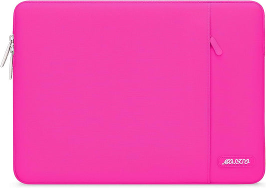 MOSISO Laptop Case 13.3 inch, 13-13.3 inch Laptop Sleeve Compatible with MacBook Air/Pro 13/Pro 14 M5 M4 M3 M2 M1, HP Dell ASUS Lenovo,Polyester Vertical Computer Sleeve Bag with Pocket, Bright Rose