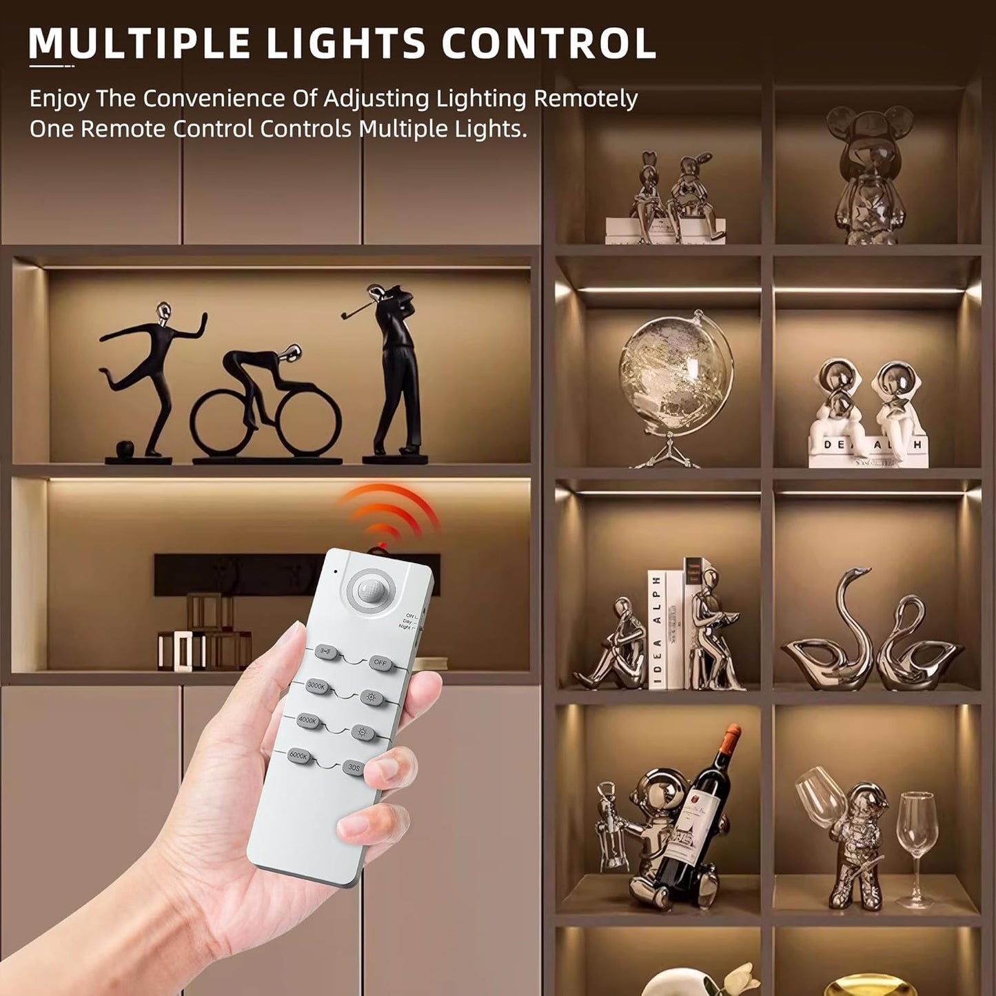 100 LED Under Cabinet Lights Wireless with Full Lighting,Rechargeable Closet Lights with Remote and Motion Sensor Indoor,Under Counter Light with CCT and Dimmable for Kitchen,Stair(3 Pack,11.8inch)