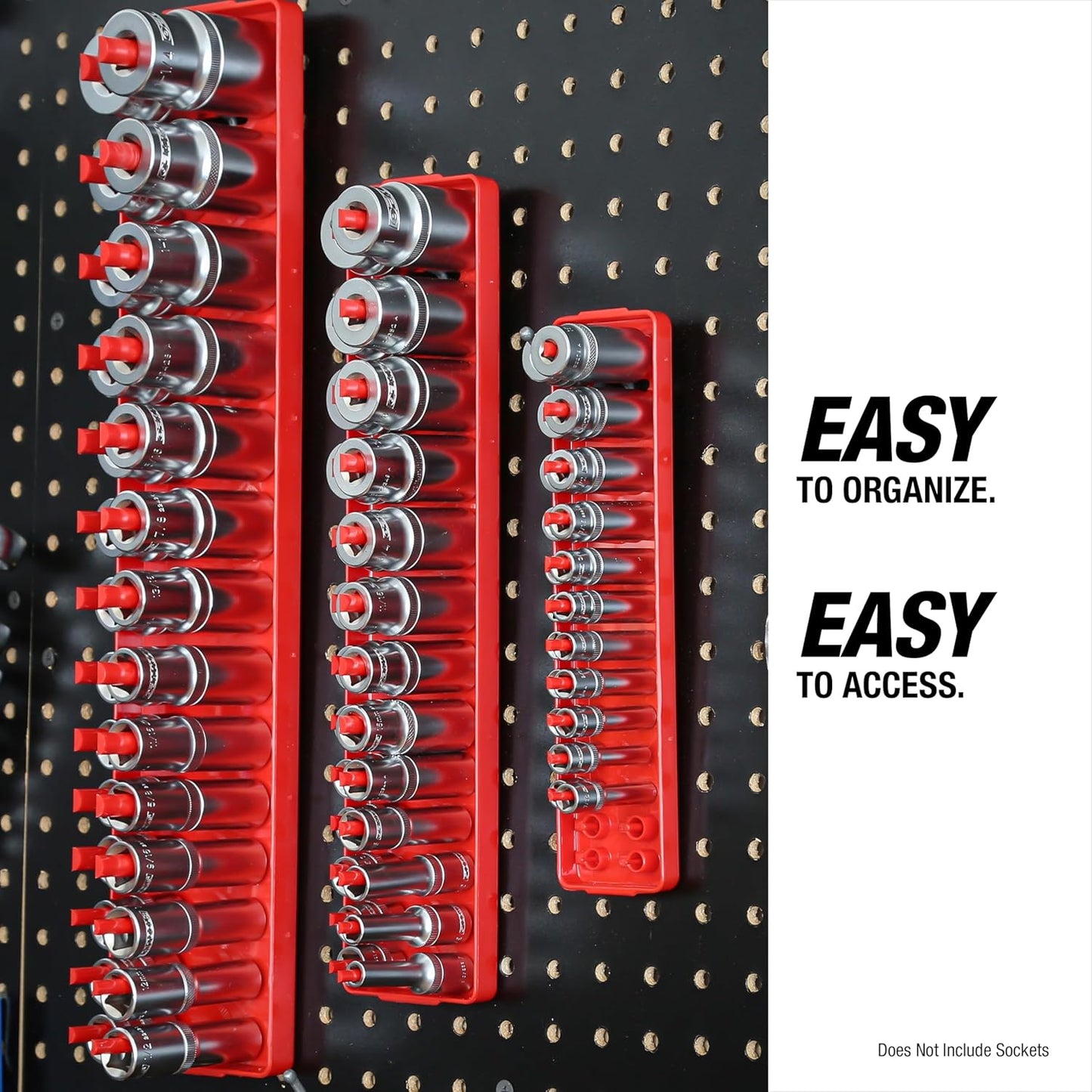 OEMTOOLS 22237 6 Piece SAE and Metric Socket Tray Set, SAE and Metric Socket Storage for Sizes 1/4", 3/8”, and 1/2" Drive, Socket Holders and Socket Organizer Tray for Toolbox, Red and Blue