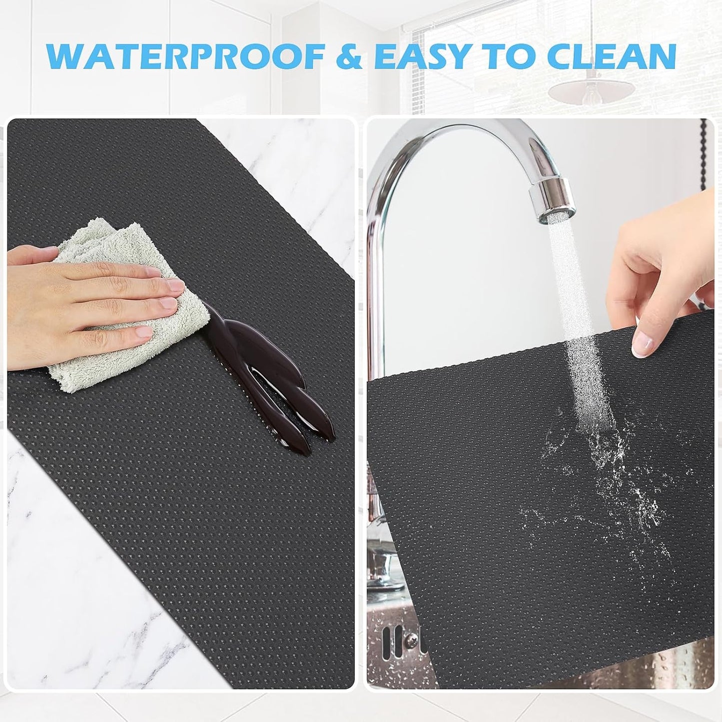 Drawer Liners, Waterproof Shelf Liner, Anti-Slip Non-Adhesive BPA Free Kitchen Cupboard Cabinet Liner Refridge Fridge Mats Sink Protector Strong Durable for Home (Grey/11.8in x 10Ft)
