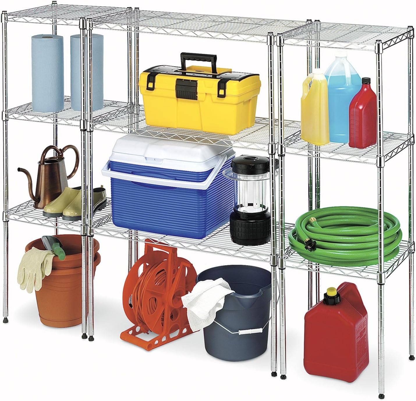Whitmor 1 Tier Supreme Stacking Shelving Unit, Wire Metal Home Storage Organizer, 15" L x 14" W x 15" H, Chrome