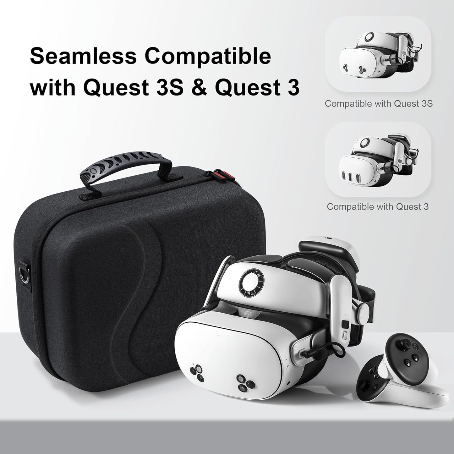 Large Hard Travel Case for Meta Quest 3/Quest 3S, Compatible with BOBOVR S3 Pro/Kiwi Design Battery Head Strap, Controllers & Accessories, Portable Carrying Case for Oculus Quest 3/3S Black