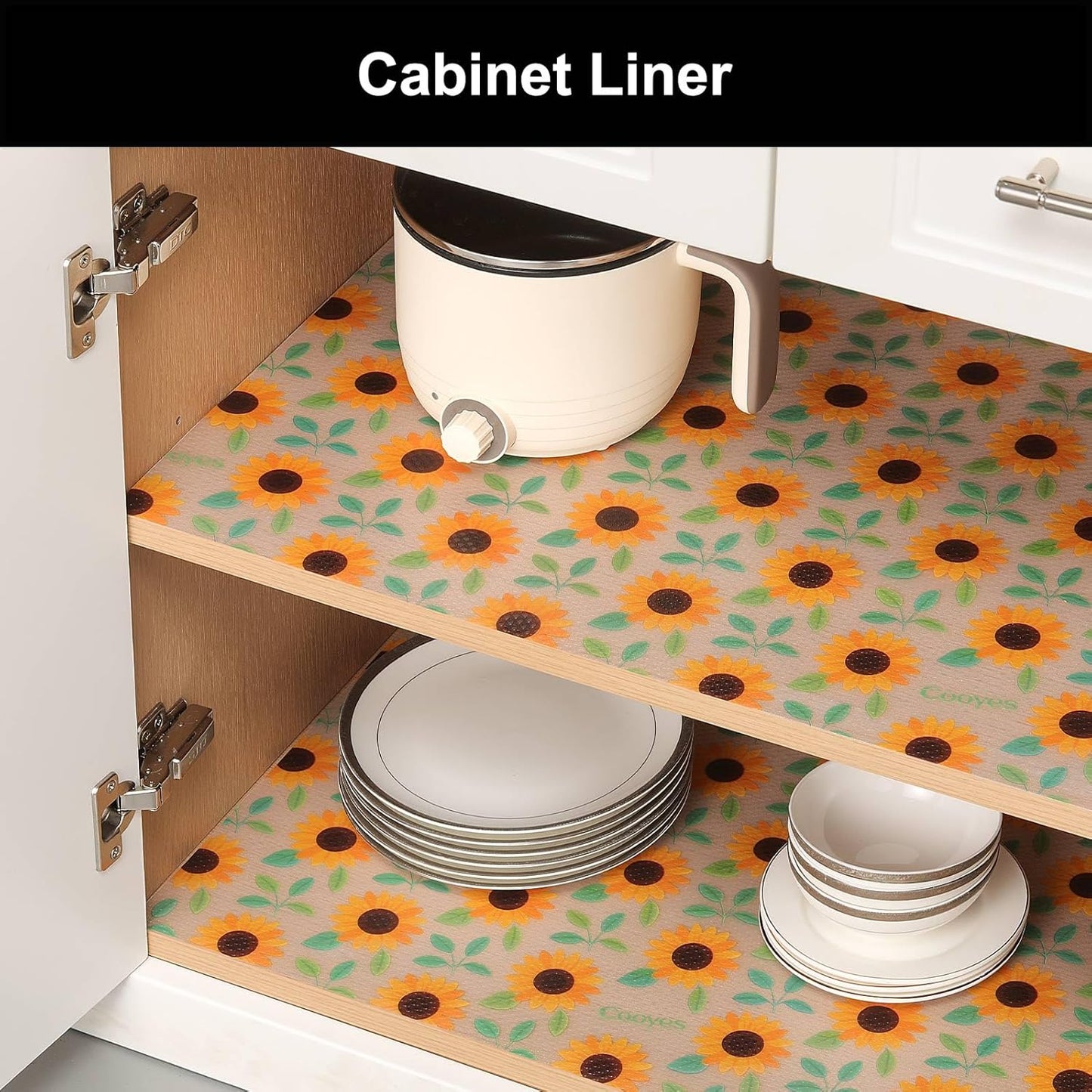 Cooyes Shelf Liner – Premium Non-Adhesive Cabinet & Drawer Liner for Kitchen – Waterproof Shelf Paper with Modern Pattern – Durable EVA Cabinet Mat – Easy to Cut （11.8" W x 118" L）