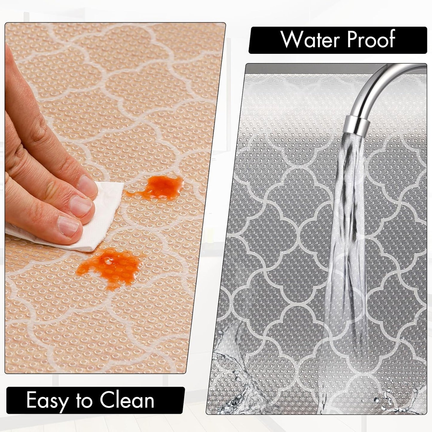 Cooyes Shelf Liner – Premium Non-Adhesive Cabinet & Drawer Liner for Kitchen – Waterproof Shelf Paper with Modern Pattern – Durable EVA Cabinet Mat – Easy to Cut (17.5" W x 197" L)