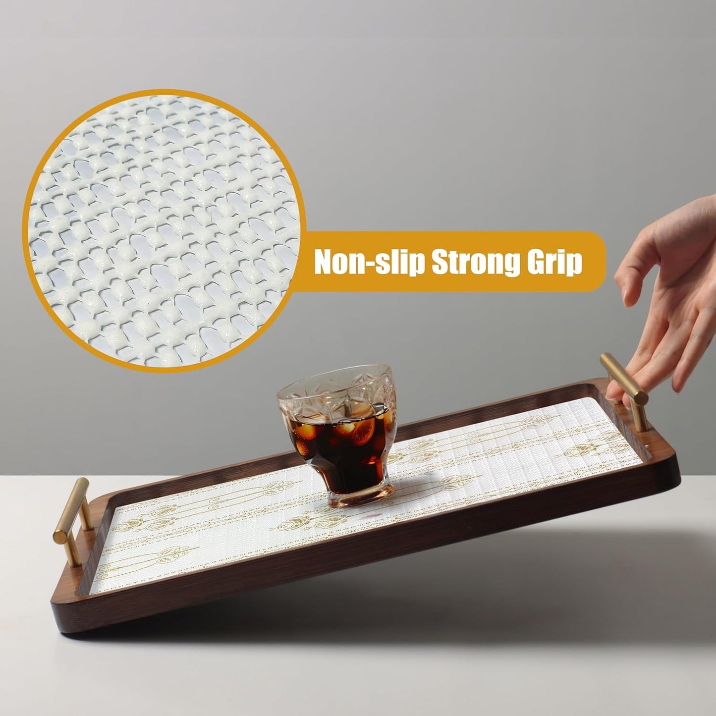 Drawer and Shelf Liner for Kitchen Cabinets Non-Adhesive Drawer Liners Floral Shelf Liners for Kitchen Non-Slip Cabinet Liner Strong Grip Waterproof Liners Easy to Clean 12IN × 16.4FT
