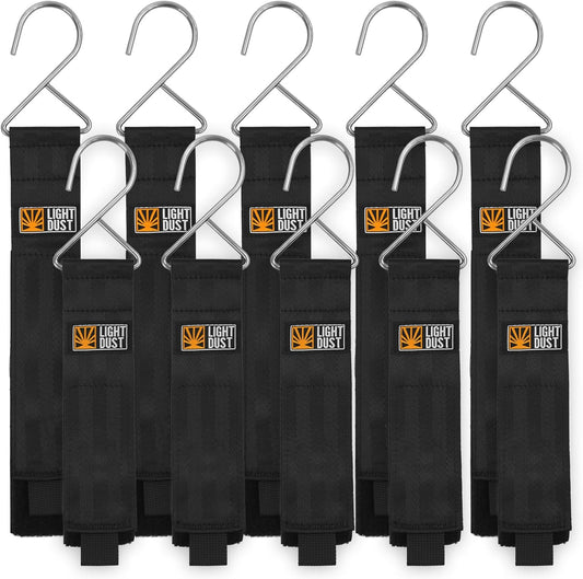Hanging Extension Cord Holder - Storage Wrap Straps with Metal Hooks 10Pack 15" 22" Heavy Duty Garage Organizer Tool Hangers - Garden Hose Power Electrical Cable Rope RV Shed Camping Organization