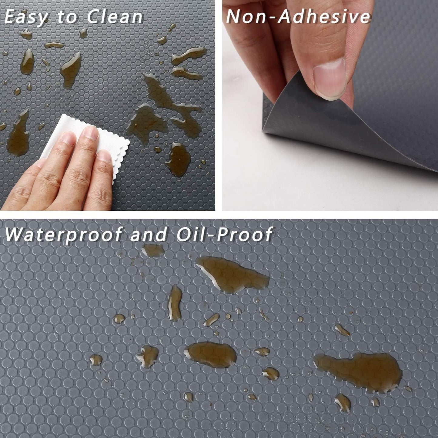 HooTown Shelf Liner Kitchen Cabinet Drawer Mats 23.6 Inch Wide x 6.5 Feet Long, Non Slip EVA Plastic Water Resistant Pad for Bathroom Drawers,Shoe Shelves, Under Sink, Gray