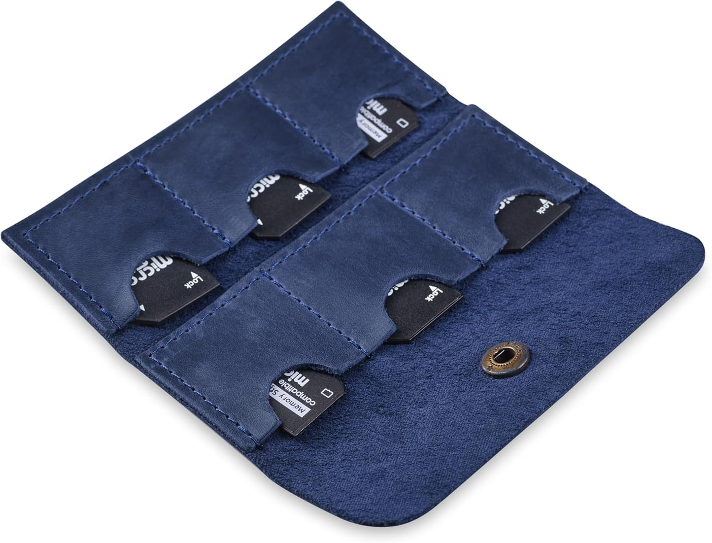 Leather SD Card Holder, SD Card Case, Micro SD Card Holder Organizer, SD Card Storage Case, Memory Card Case Cover, Travel Memory Card Case (Blue)