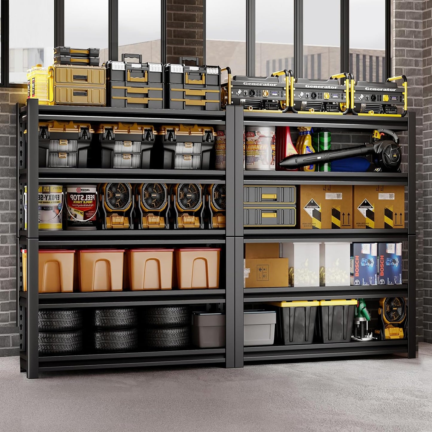 Dyoung 47. 2" W Garage Storage Shelves Adjustable 5 Tier Metal Shelves Heavy Duty 2200LBS Capacity Industrial Shelving Units Rack for Warehouse Basement Garage, Black (19.6" D×47.2" W×72" H)
