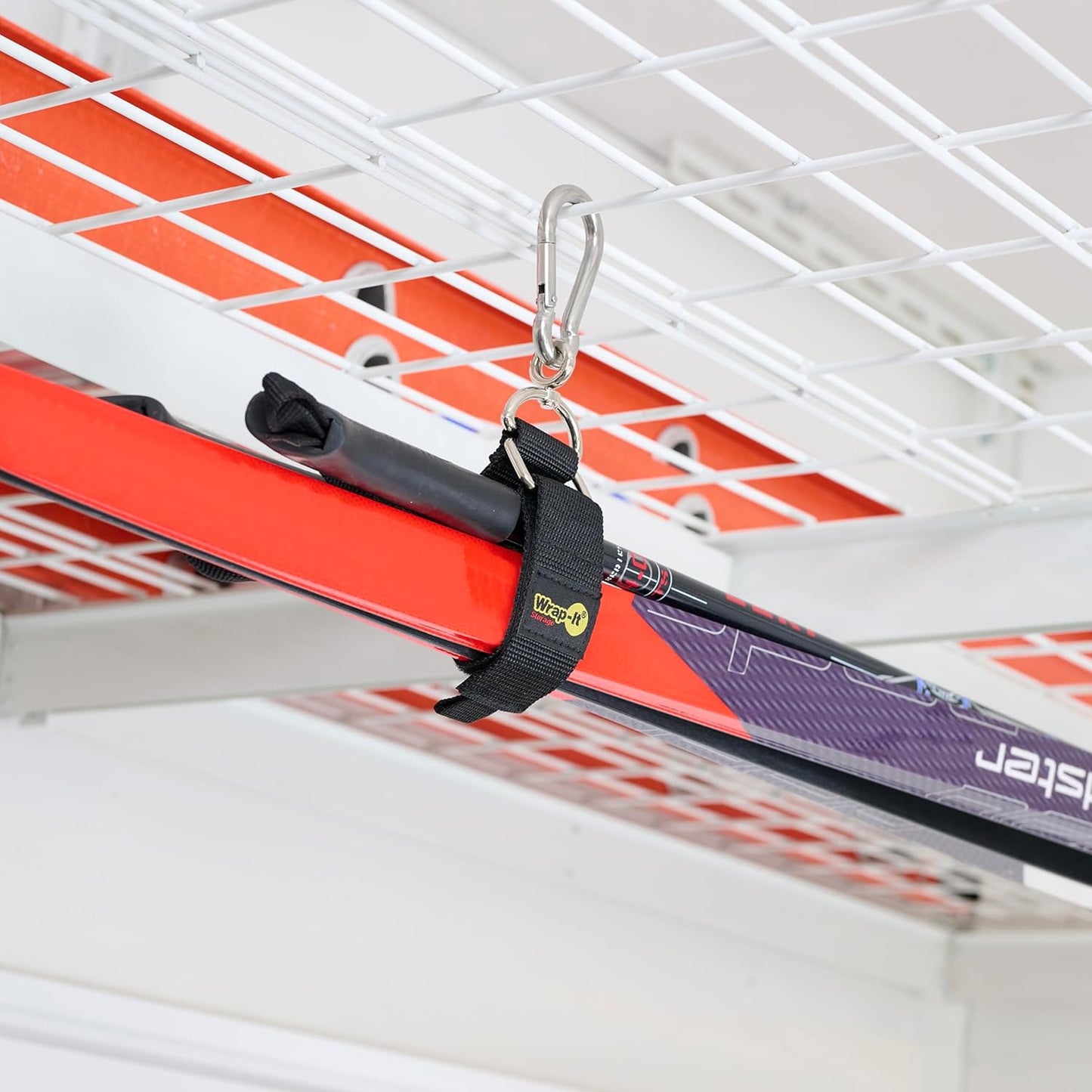 Hook 'n Hang Wrap-It Storage Straps - 12" (2-Pack) Blaze Orange - Carabiner Straps to Use as Extension Cord Holder for Cord Storage or Garden Hose Strap