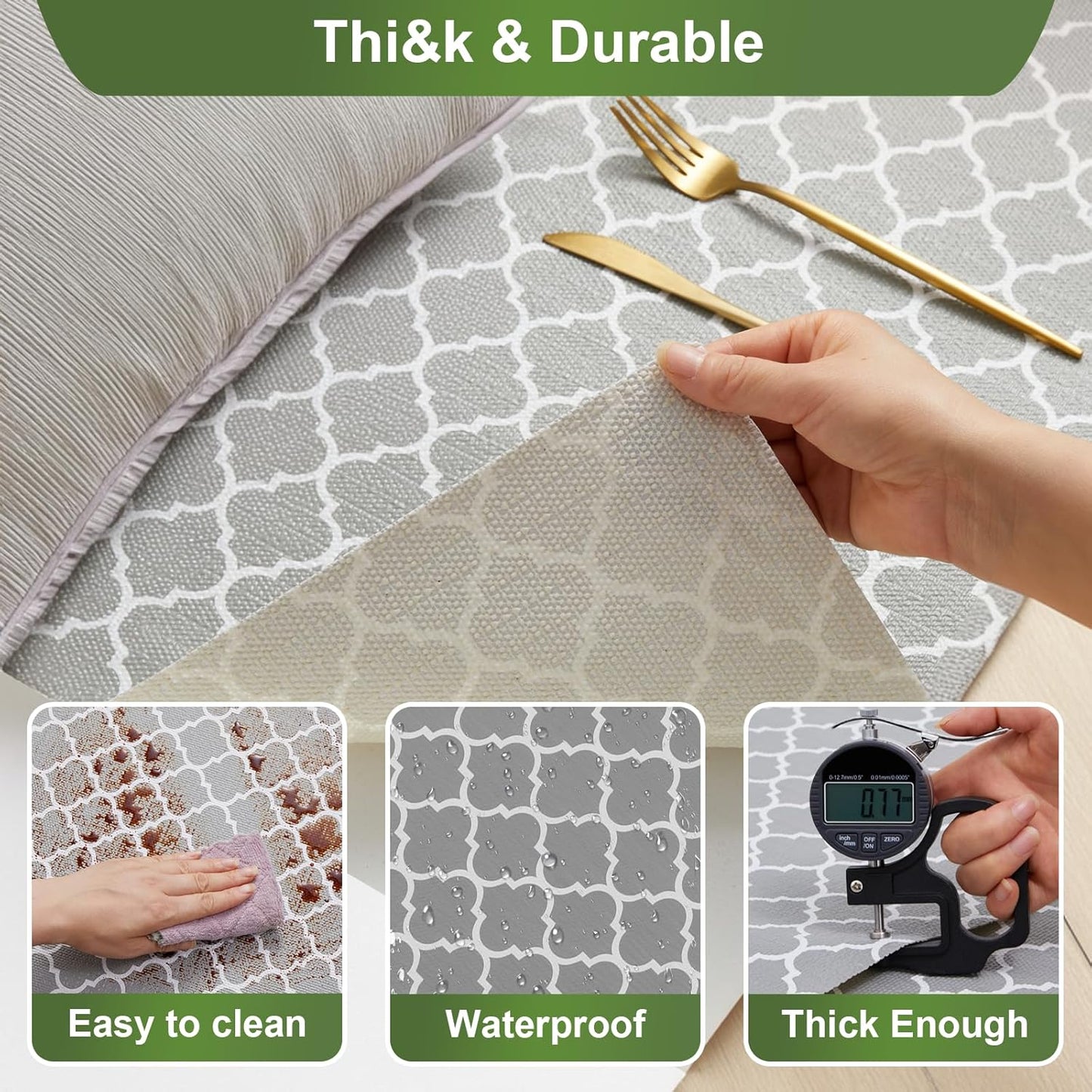 Moriah Shelf Liner for Kitchen Cabinet Non-Adhesive, Thickened Drawer Liner No Slip for Dresser Waterproof Cabinet Paper Liner for Bathroom Shelves Protects Surfaces(Grey,12'' x 10')
