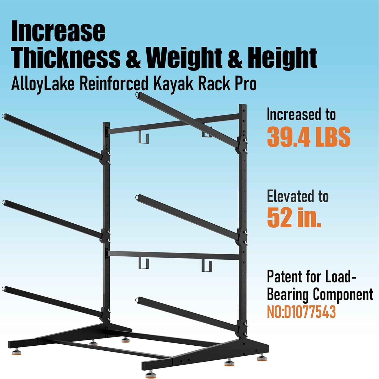 Kayak Storage Rack, Adjustable Outdoor Canoe Rack, Reinforced, Thickened, and and Enhanced Rust Resistance, Holds 330 lbs, for Safe Dock and Outdoor Kayak Storage(3-Tier, Black)