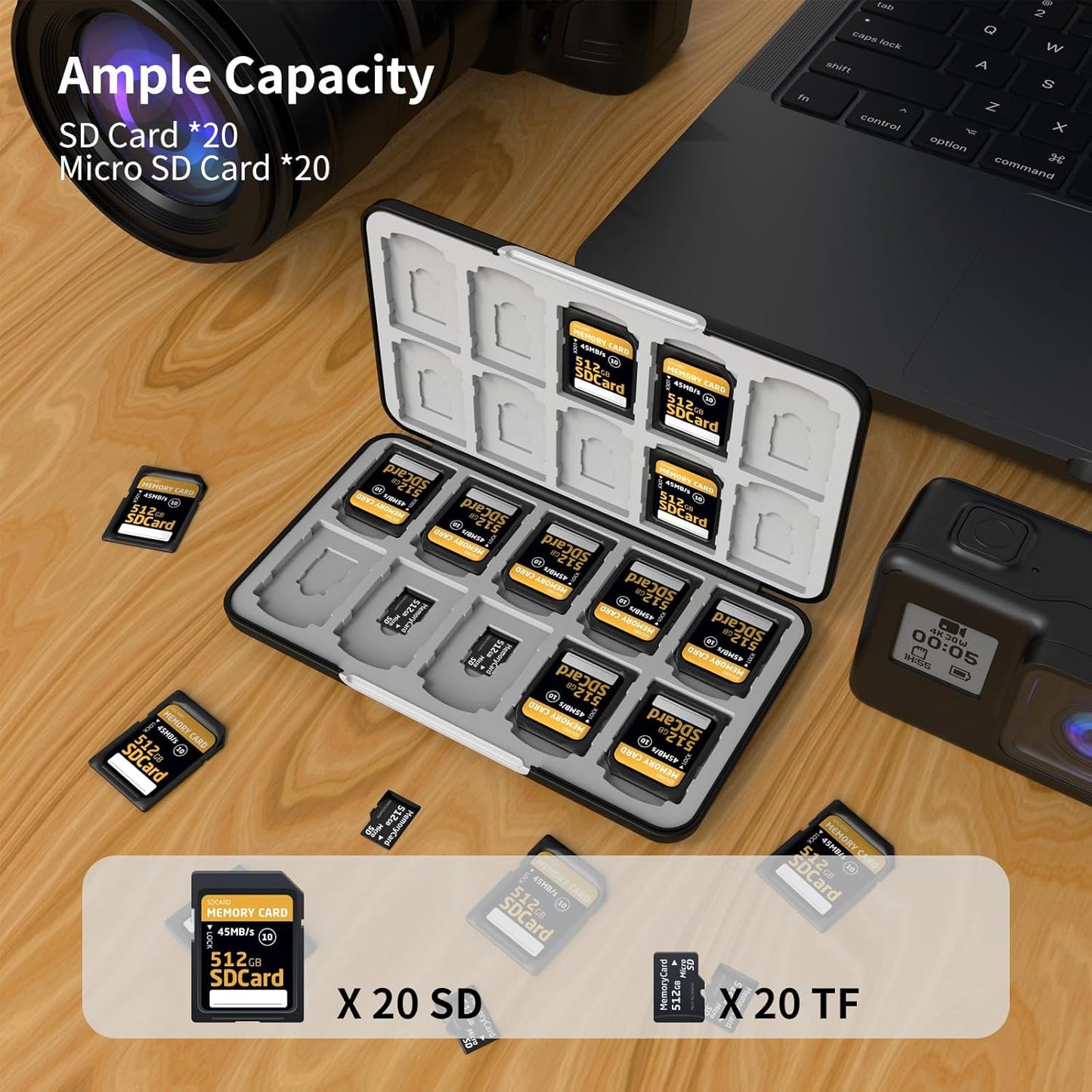 Memory Card Case with 40 Slots for 20 Micro SD SDXC SDHC TF Cards and 20 SD SDXC SDHC Cards,Anyskill SD Card Holde Features a Portable and Compact Design