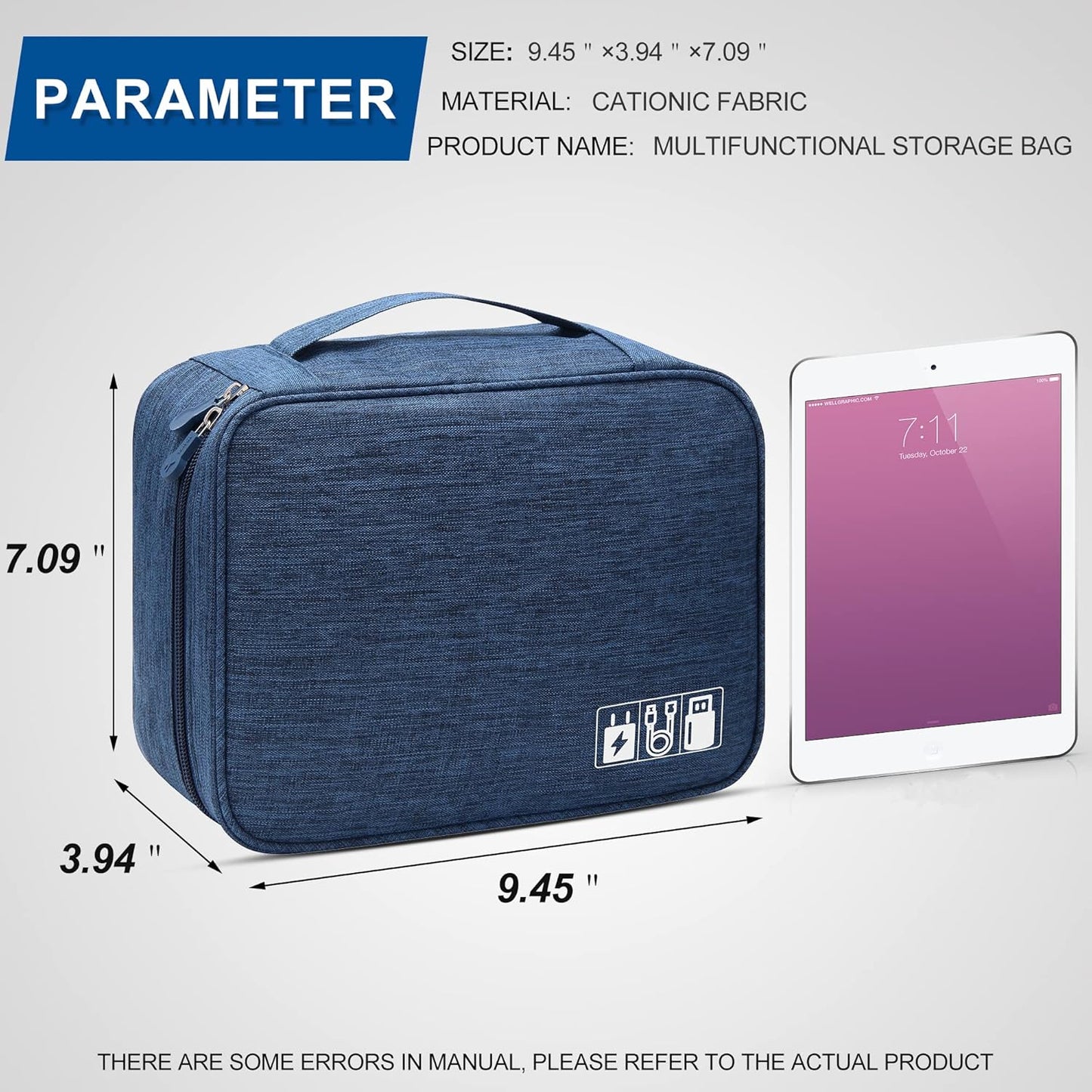SELLYFELLY Electronics Organizer Travel Universal Cable Organizer Bag Waterproof Electronics Accessories Storage Cases for Cable, Charger, Phone, USB, SD Card, Hard Drives, Power Bank, Cords