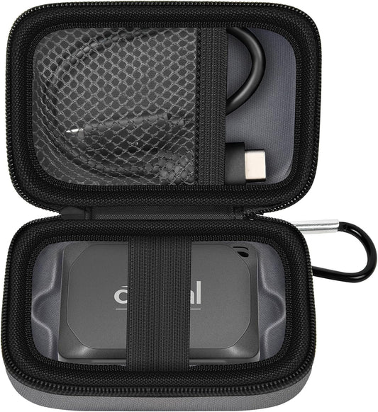 Carrying Case Compatible with Crucial X10/ X9 Pro 4TB/ 2TB/ 1TB Portable SSD, External Solid State Drive Hard Storage Holder Bag Fits for USB-C Cable (Box Only)（Dark-Grey）