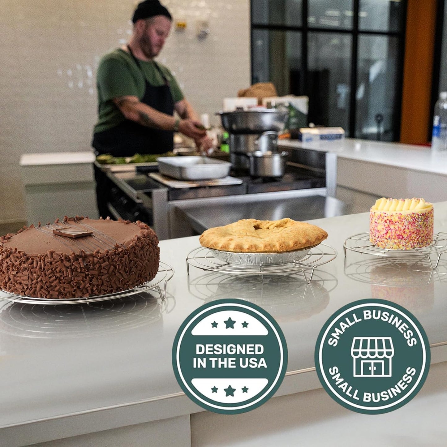 Ultra Cuisine 3 Set Round Cooling Racks for Cooking and Baking – Oven & Dishwasher-Safe, 100% Stainless Steel Steaming and Baking Rack - Fits Air Fryer, Pressure Cooker & Cake Pan (7.5, 9 & 10.5 Inch)