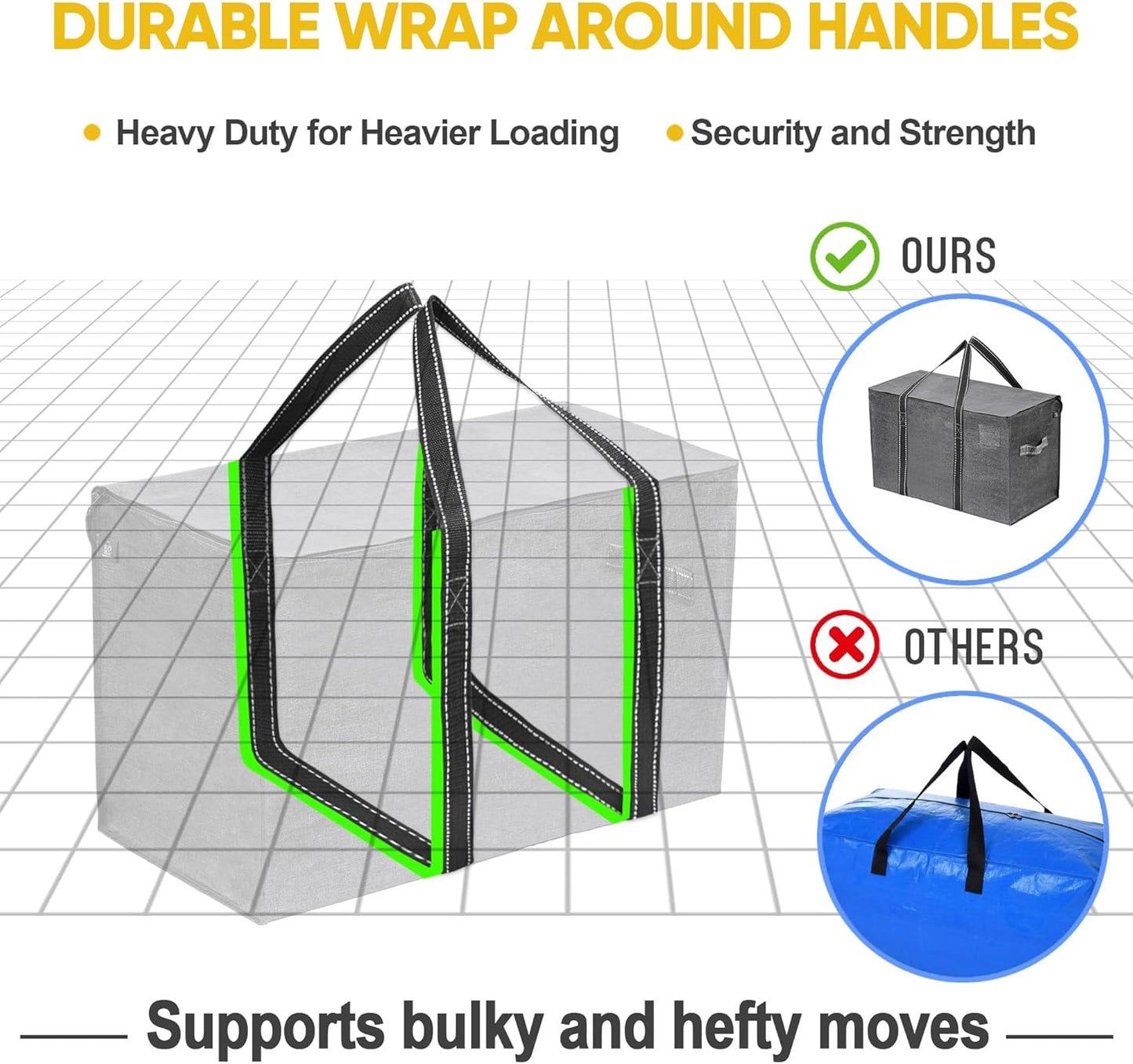 VENO 2 Pack Moving Bags and Large Christmas Storage Bins with lids. Alternative to Moving Boxes, Packing Supplies for College. Extra Large Heavy Duty Totes for Packaging (Dark Gray, 2 Pack)
