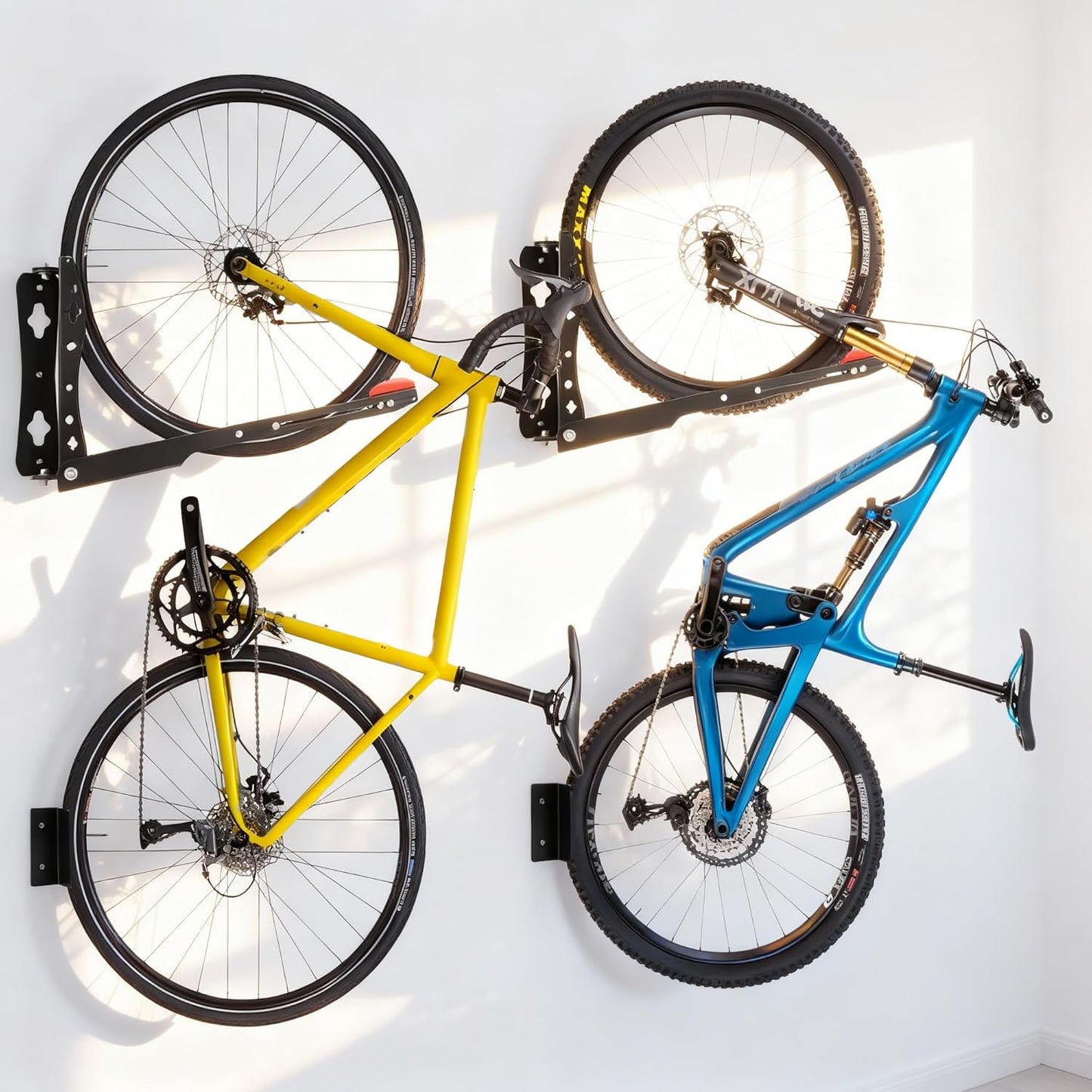 Swivel Bike Wall Mount Space Saving, Garage Bike Rack Wall Mount, No Lifting Vertical Bike Wall Hangers for Garage Storage Solution (2 Pack)