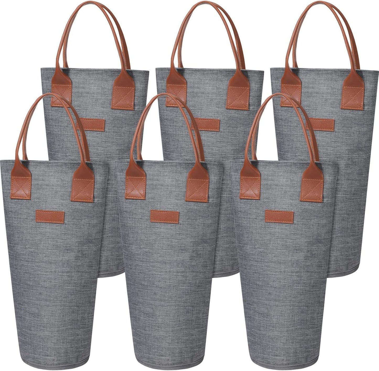 Shappy 6 Pack Single Bottle Wine Tote Bag 1 Bottle Insulated Wine Carrier Bag Thermal Protective Wine Tote Bag Grey Portable Padded Wine Cooler for Travel Picnic Dinner Wedding Present for Wine Lover