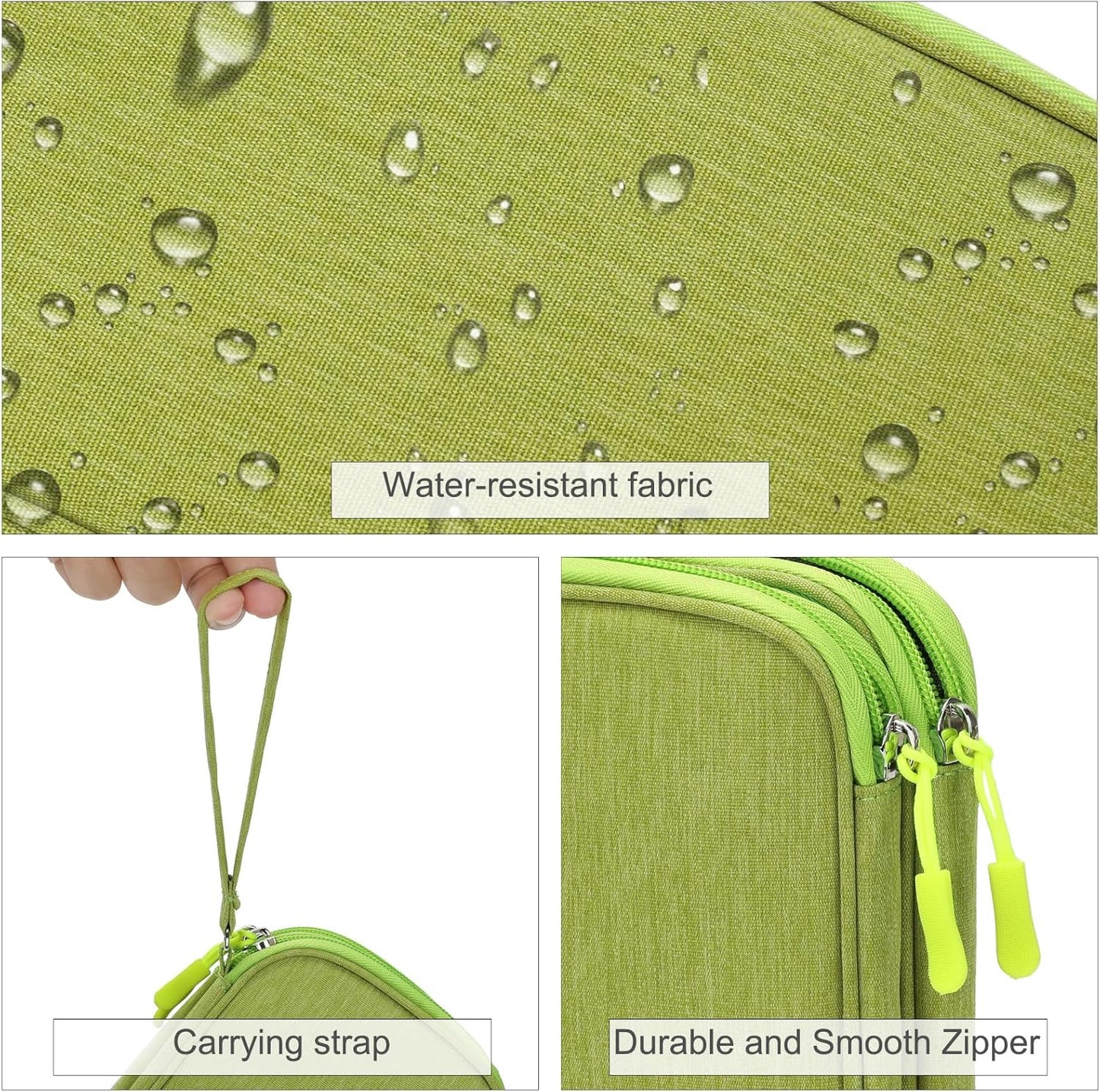FYY Electronic Organizer, Travel Cable Organizer Bag Pouch Electronic Accessories Carry Case Portable Waterproof Double Layers Storage Bag for Cable, Cord, Charger, Phone, Earphone, Large Size, Green