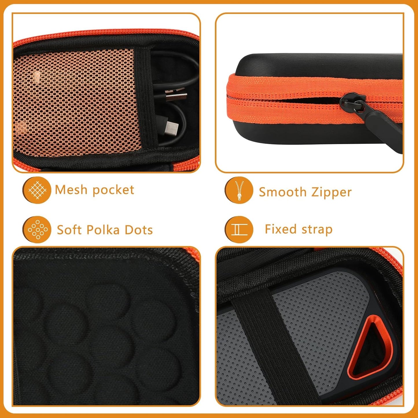 Hard Case for Sandisk Extreme Pro/Sandisk Extreme Portable External SSD 128GB 500GB 1TB 2TB Protective Storage Travel Bag (Orange)
