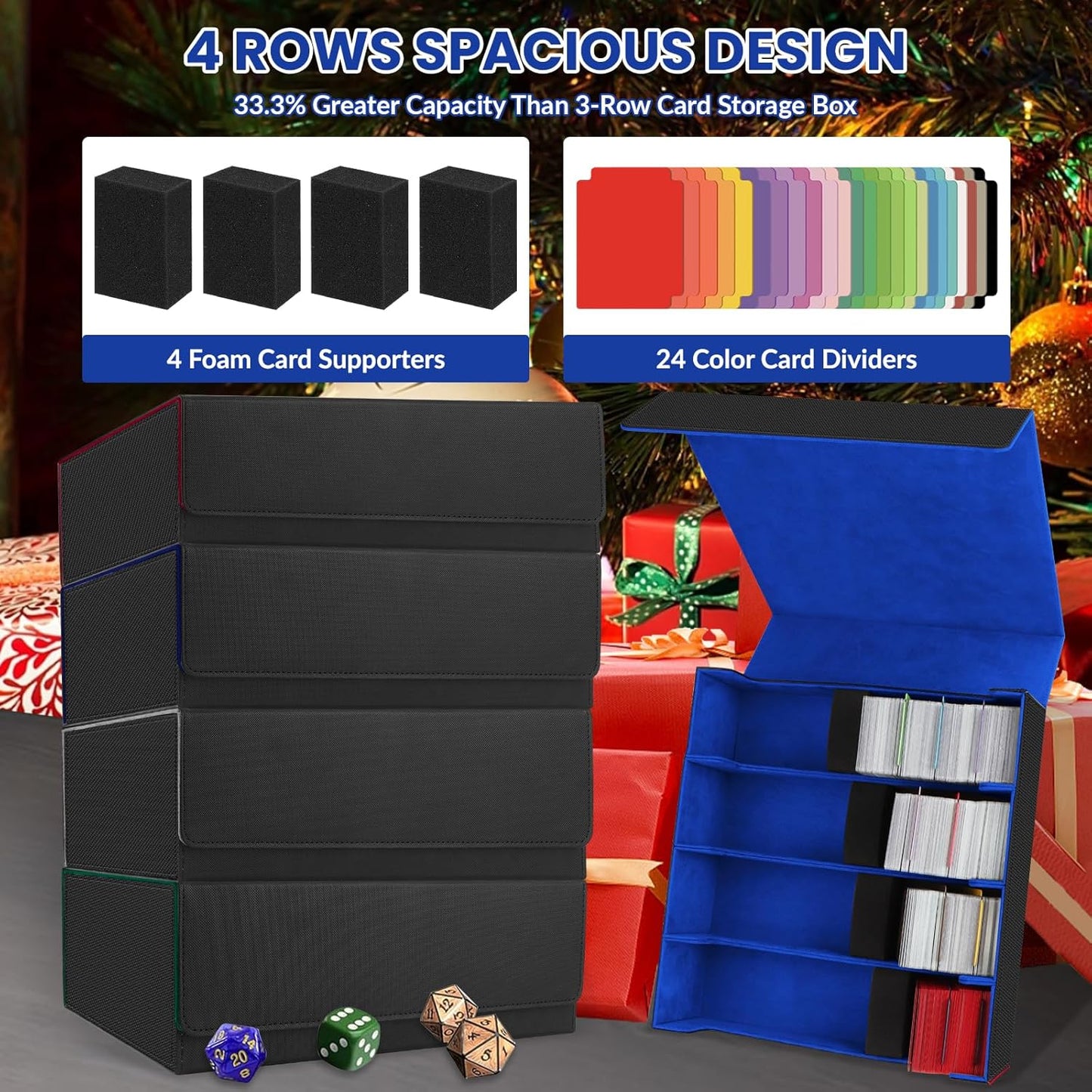 AOBOPLE Trading Card Storage Box,3200+ Card Box Storage with 24 Dividers and 4 Foam Supporters PU Leather Magnetic Cards Deck Case for MTG,TCG, Magic and Sport Cards,Great Gift for Card Collectors