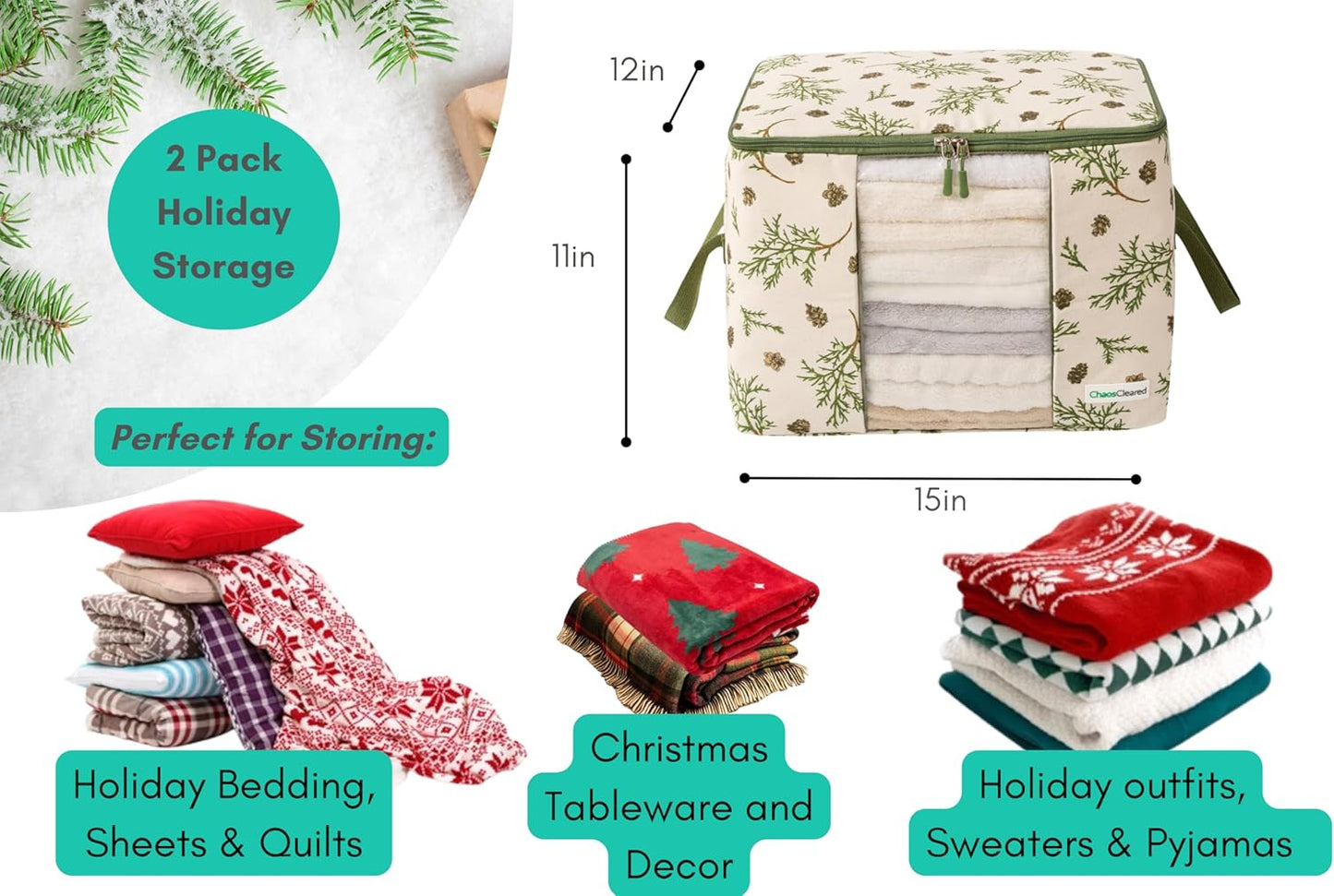 Canvas Storage Bags 2 Pack (Mistletoe Bag 2 Pack)